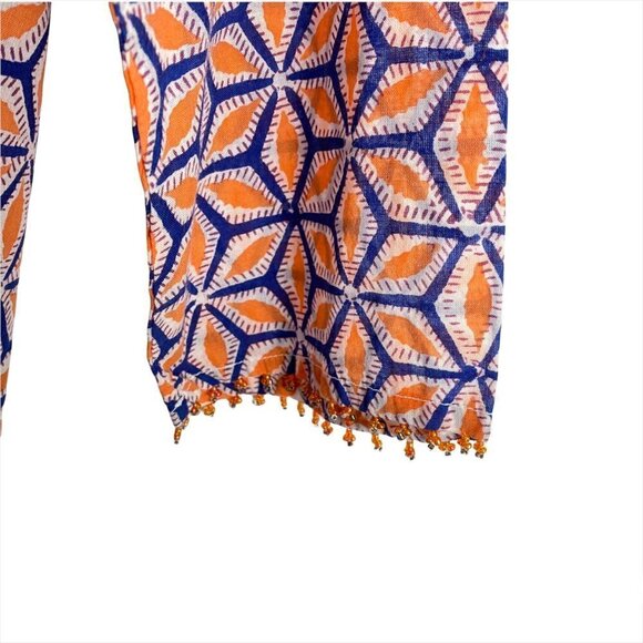 Roberta Roller Rabbit Top Multicolored Print‎ Beaded Edge 3/4 Sleeve Women's XS - Picture 5 of 7